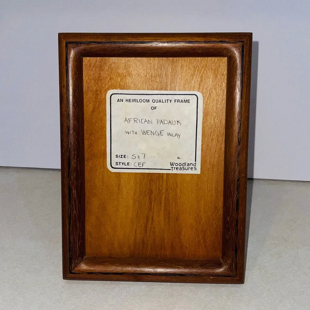Woodland Treasures African Padauk Wenge Inlay Wooden Picture Frame 5x7 Vintage